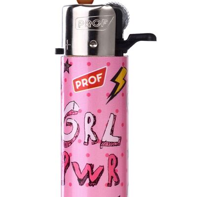 PROF zeigt 25 Feuerzeuge GIRL POWER ROUND FLINT