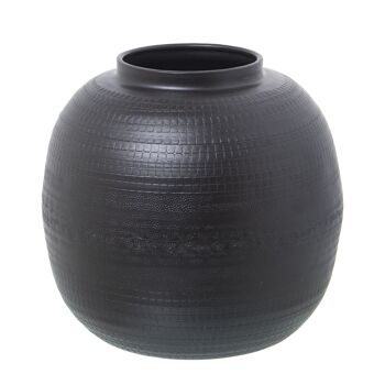 VASE ALUMINIUM SCULPTÉ NOIR _°24X23CM ST74164 1