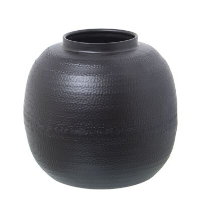 VASE ALUMINIUM SCULPTÉ NOIR _°25X23CM ST74177