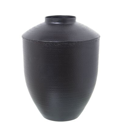 BLACK CARVED ALUMINUM VASE _°26X35CM ST74174