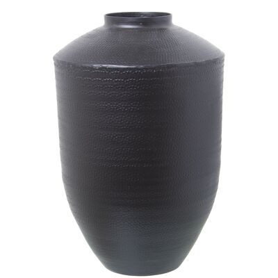 SCHWARZ GESCHNITZTE ALUMINIUMVASE _°28X40CM ST74175