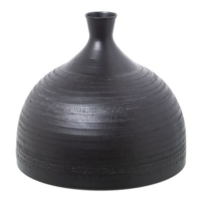 VASE ALUMINIUM SCULPTÉ NOIR _°29X25CM ST74192