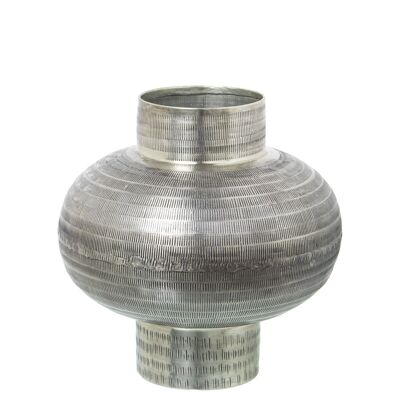 VASO IN ALLUMINIO INTAGLIATO ARGENTO ANTICO _°26X26CM ST74189