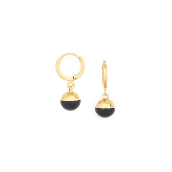 LOUNA  boucles d'oreilles mini créoles boule noire