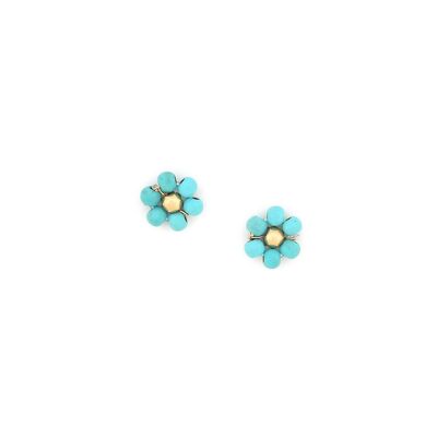 FLORES  boucles d'oreilles puces fleur (turquoise)