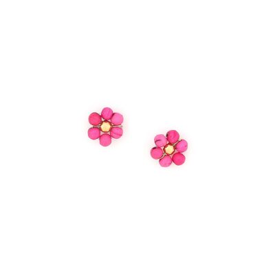 FLORES flower stud earrings (pink)