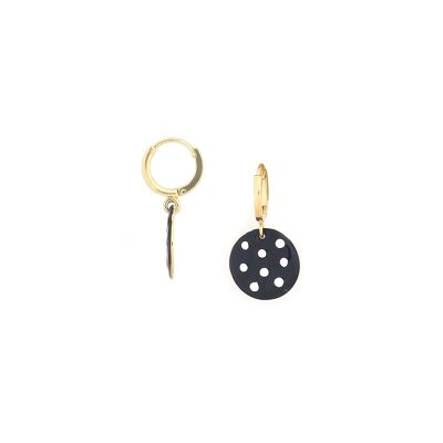 Pendientes mini aro lunares negros POLKA