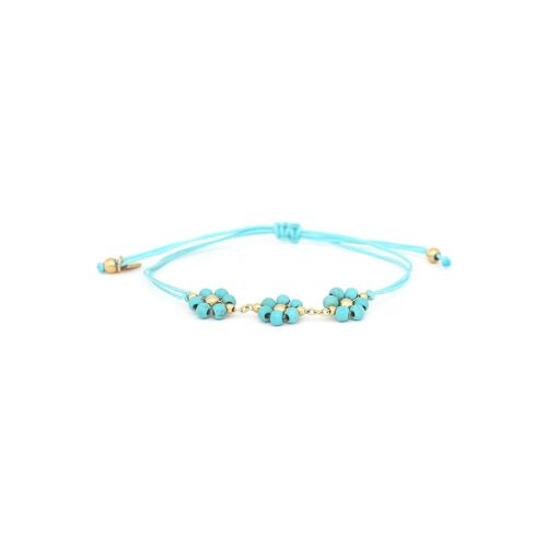 FLORES  bracelet macramé 3 fleurs (turquoise)