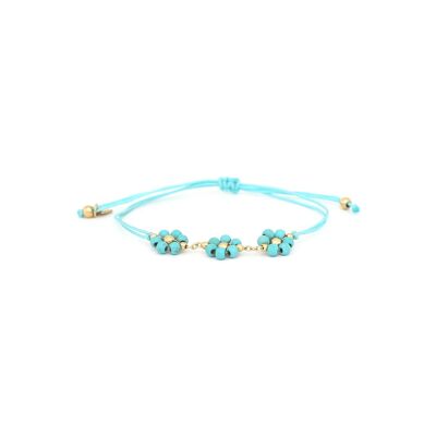 FLORES  bracelet macramé 3 fleurs (turquoise)