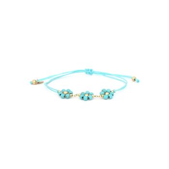 FLORES  bracelet macramé 3 fleurs (turquoise)