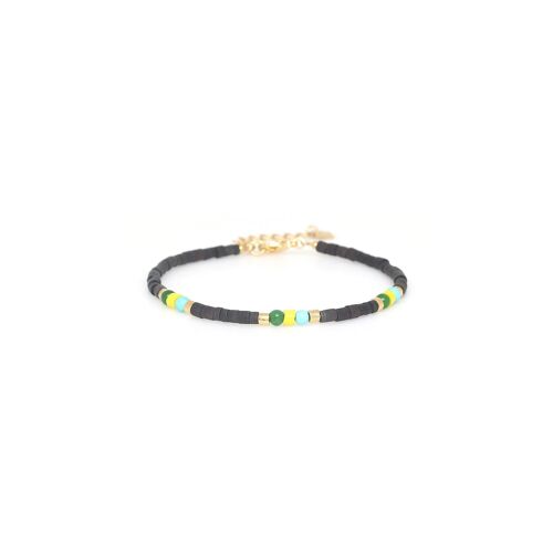 KUTA  bracelet ajustable heishe vert & jaune