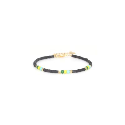 KUTA verstellbares Heishe-Armband grün und gelb