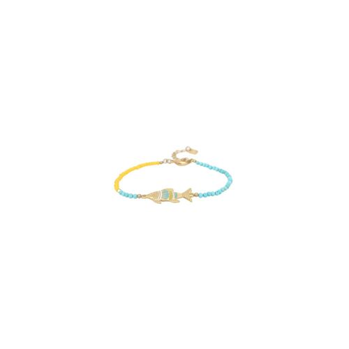 MAKO  bracelet ajustable poisson turquoise et jaune