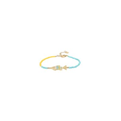 Pulsera ajustable MAKO con peces turquesa y amarillo