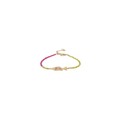 MAKO  bracelet ajustable poisson vert & rose