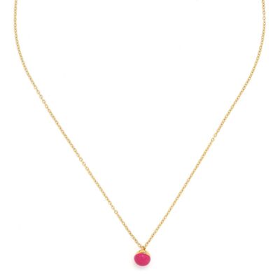 LOUNA  collier court pendentif boule rose