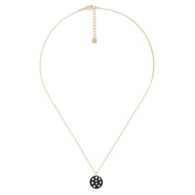 POLKA black polka dot pendant necklace