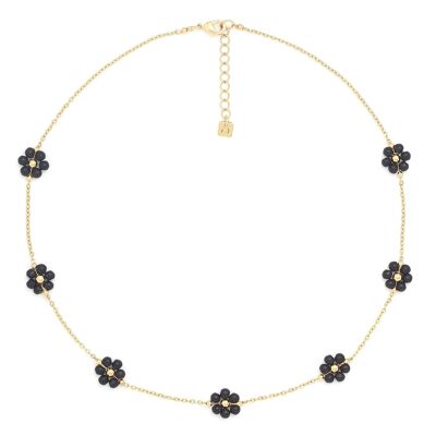 FLORES  collier court 7 fleurs (noir)