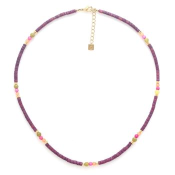 KUTA  collier court ajustable violet & rose