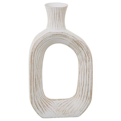 JARRON BOTELLA HUECO CERAMICABLANCO MATE/DORADO _27X10X51CM ST60978