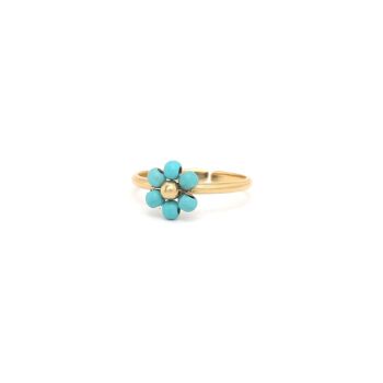 FLORES  bague ajustable fleur howlite turquoise