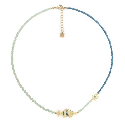 Kurze MAKO-Halskette in Mint und Blau