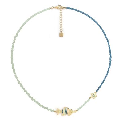 Collana MAKO corta menta e blu