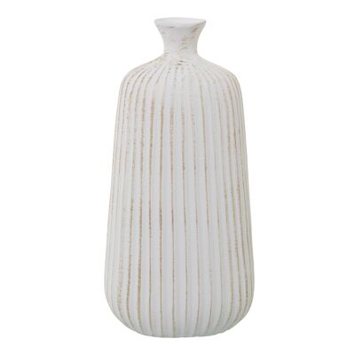 VASO BOTTIGLIA GROOVE 37CM ​​​​CERAMICA BIANCO OPACO/ORO _17X12X37CM ST60981