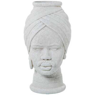 JARRÓN BUSTO CERÁMICA AFRICANO30CM BLANCO TEXTURA ARENA _19X30 ST61211