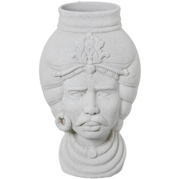 VASE BUSTE AFRICAIN EN CÉRAMIQUE40CM TEXTURE SABLE BLANC _23X40CM ST61209 1