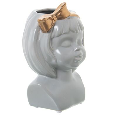 GRAY CERAMIC GIRL BUST VASE 14X14X21CM ST52567