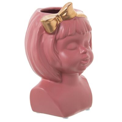 VASE BUSTE FILLE CÉRAMIQUE ROSE 14X14X21CM ST52568