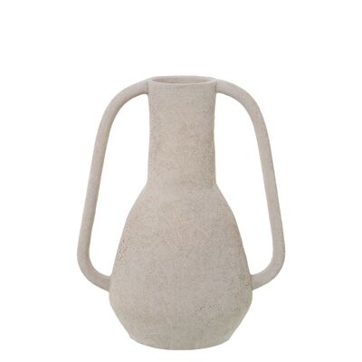 VASE MIT KERAMIKGRIFFEN 24CM BEIGE SANDSTRUKTUR _18X13X24CM BASIS:°5CM ST62269