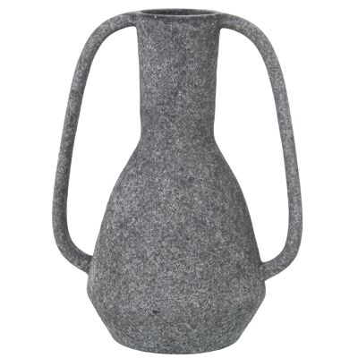 VASE AVEC POIGNÉES CÉRAMIQUE 31CM TEXTURE SABLE GRIS FONCÉ _23X16X31CM BASE:°6,5CM ST62268