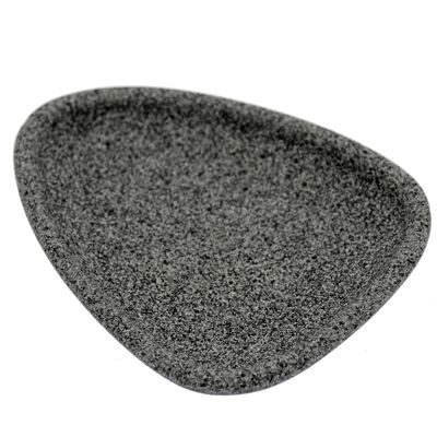 Seifenschale aus steingrauem Kunstharz, 14 x 11 x 1,5 cm, ST87162
