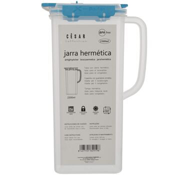 Cruche hermétique 2.3L AVEC COUVERCLE EN SILICONE BLEU-MATÉRIEL: EP ET HANCHE _14X10,5X28,5CM ST82919 3