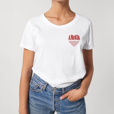 TSHIRT BLANC FEMME AMOUR COEUR 2