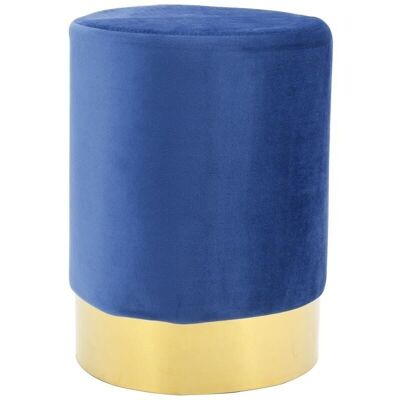 Pouf in blue velvet and gold metal-NPO1540