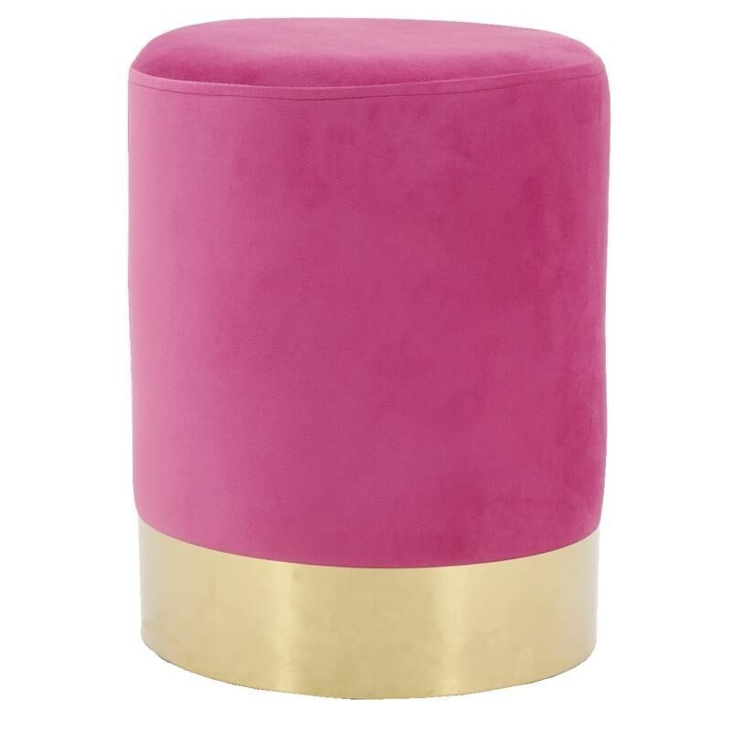 Pouf in velluto rosa e metallo dorato-NPO1630