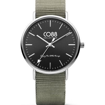 Montre CO88 IPS 36mm noire avec bracelet nato gris