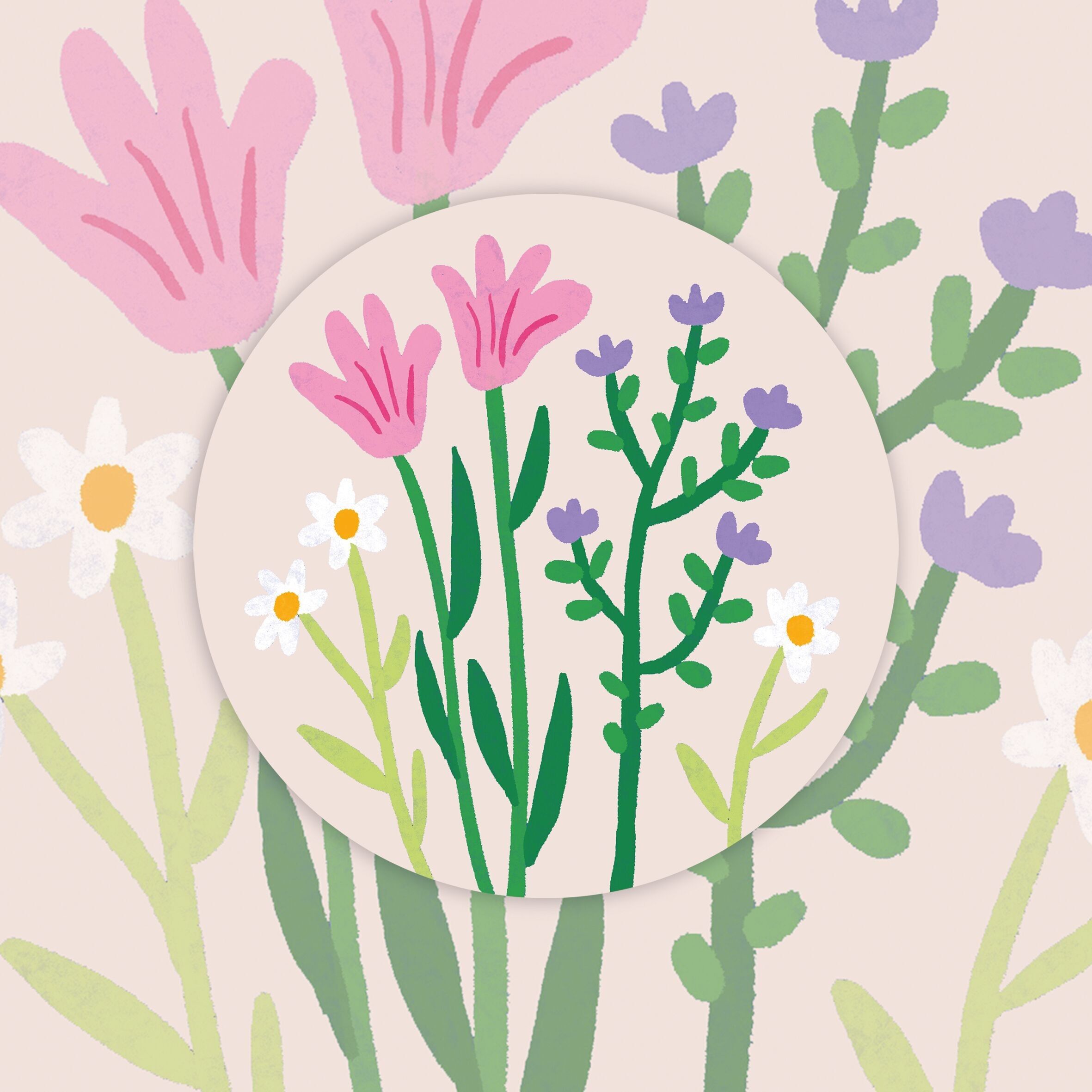 Set di 40 adesivi. Fiori selvatici