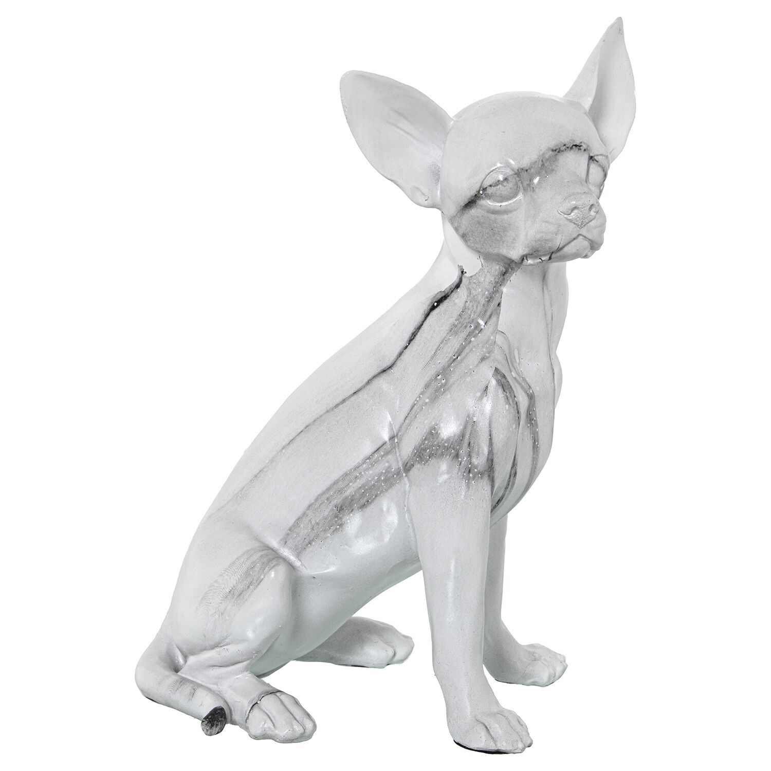 Hundefigur aus Kunstharz mit Marmoroptik, 15 x 13 x 26 cm, Artikelnummer: st50217