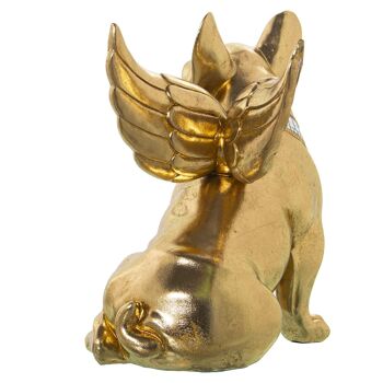 FIGURINE RÉSINE CHIEN AILÉ DORÉ AVEC MIROIR 24X20X27CM ST48949 5