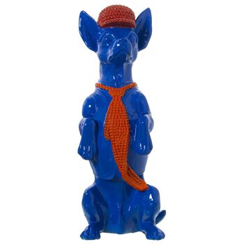 CASQUE CHIEN FIGURINE RÉSINE BLEU/ORANGE 14X11X30CM ST49793 1