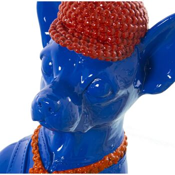 CASQUE CHIEN FIGURINE RÉSINE BLEU/ORANGE 14X11X30CM ST49793 4