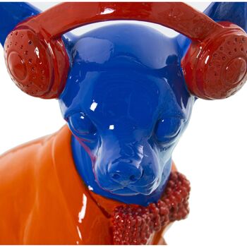 CASQUE CHIEN FIGURINE RÉSINE BLEU/ORANGE 17X12X26CM ST49791 3