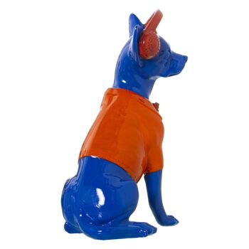 CASQUE CHIEN FIGURINE RÉSINE BLEU/ORANGE 17X12X26CM ST49791 4