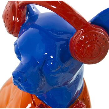 CASQUE CHIEN FIGURINE RÉSINE BLEU/ORANGE 17X12X26CM ST49791 5