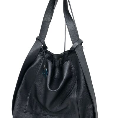 Shopper-Tasche aus Leder, umwandelbar in einen praktischen Rucksack mit zwei zusätzlichen Riemen – B161P