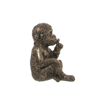 FIGURINE EN RÉSINE SINGE DORÉ VIEILLI 5X6X8CM CHAQUE FIGURINE ENVIRON. ST50428 2